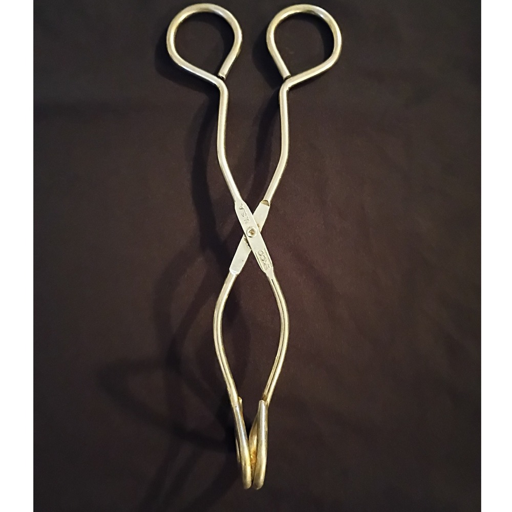 Vintage EKCO USA Chrome Steel Scissor Kitchen Tongs Silver Tone Serving Tool